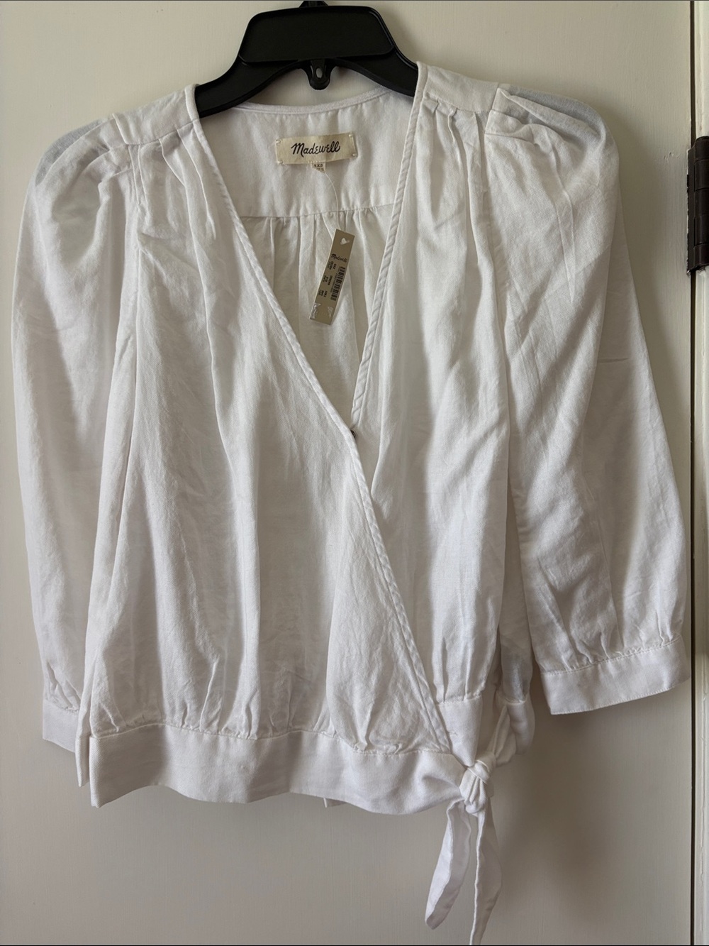 Madewell White Wrap Blouse with Side Tie